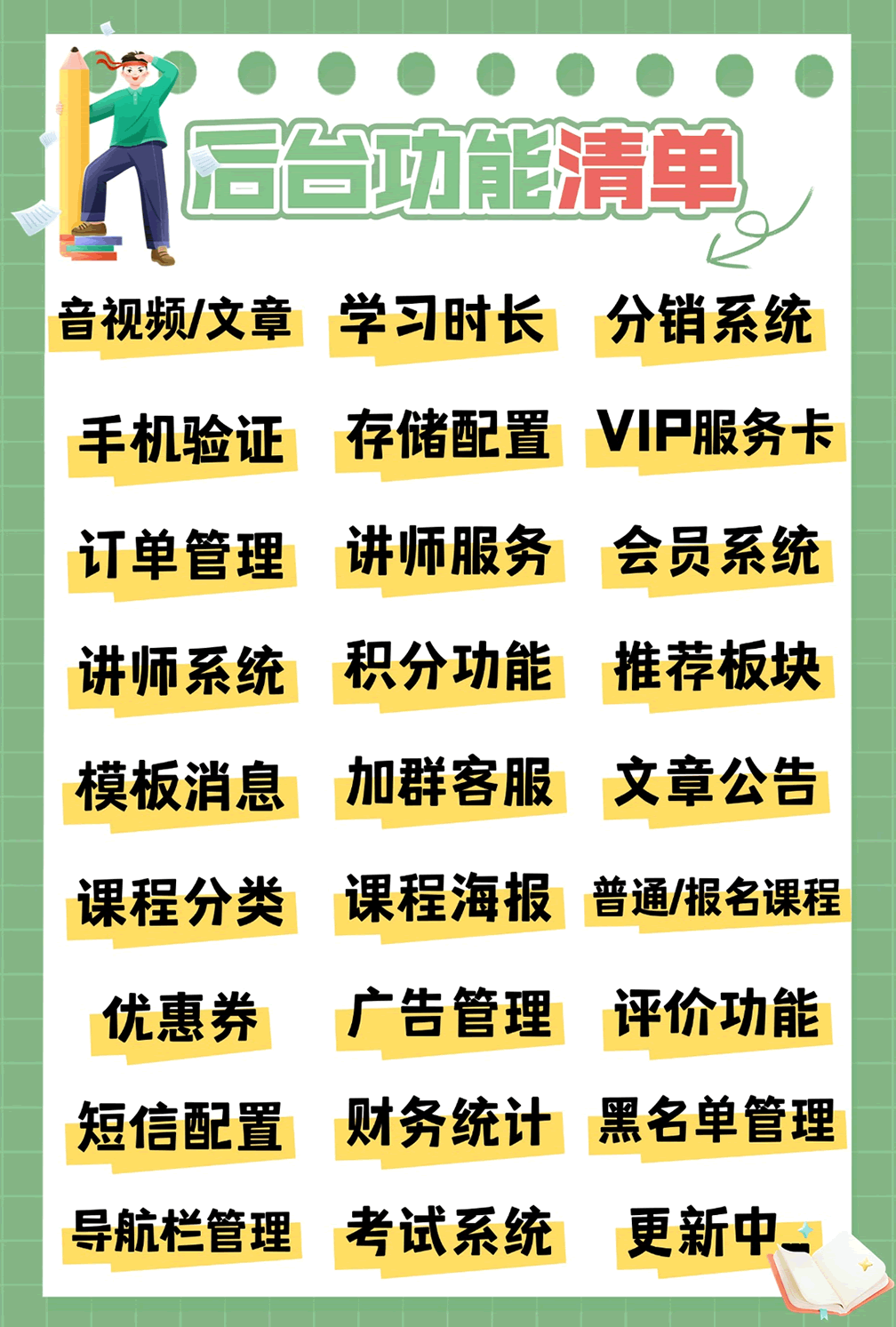 后台功能清单